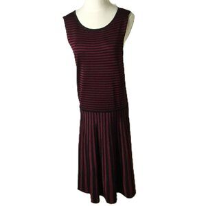 Ralph Lauren Red Black Striped Dress‎ Casual Size Medium Sleeveless